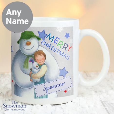 Personalised The Snowman & The Snowdog Blue Mug Extra Image 1